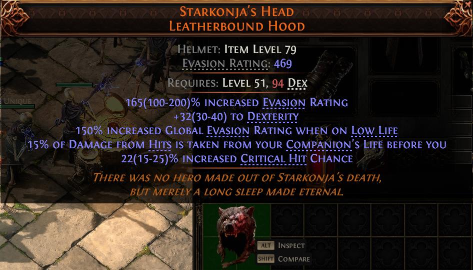 MMOJUGG Path of Exile 2 STARKONJA'S HEAD LEATHERBOUND HOOD#948532 Dettagli su funzione e utilizzo dell'oggetto