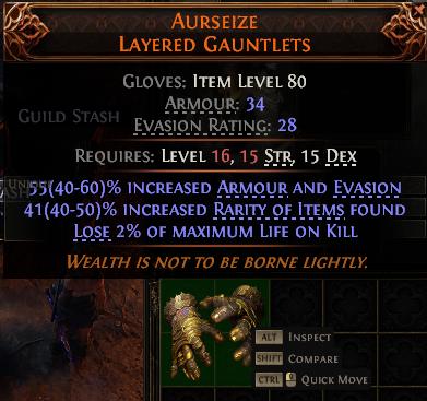 MMOJUGG Path of Exile 2 AURSEIZE LAYERED GAUNTLETS#1017380 Dettagli su funzione e utilizzo dell'oggetto